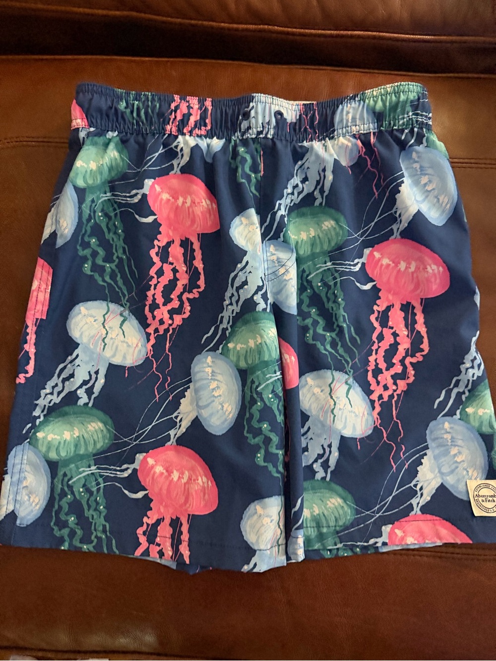 abercrombie kids Navy Swim Trunks with Pink, Green & Light Blue Jellyfish